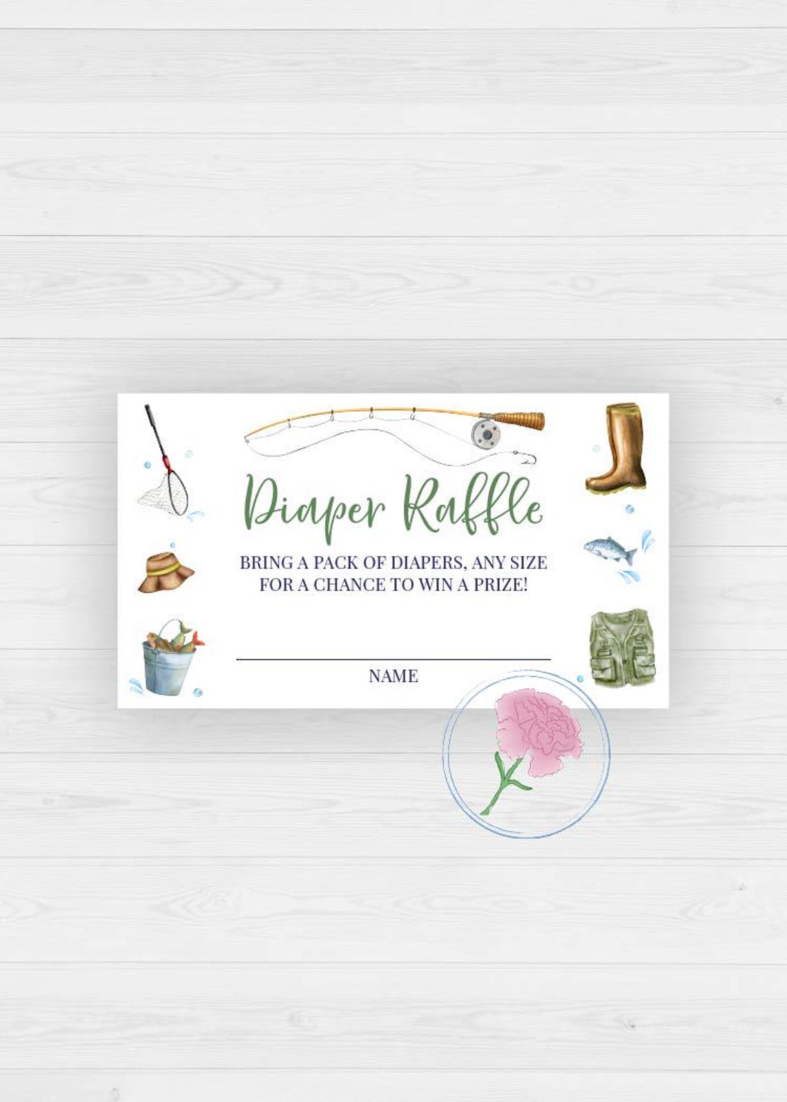 Fishling Ruffle Fishing Diaper Raffle Sign & Tickets,fishing Baby Shower Printable 8x10 ...