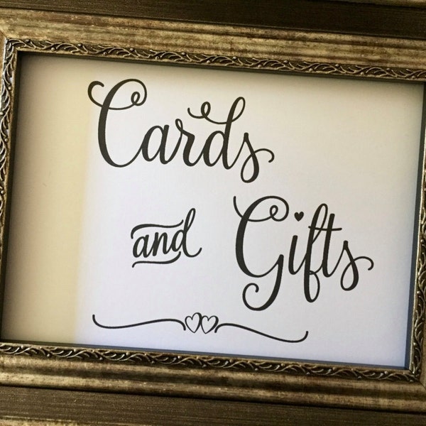 DIGITAL PRINT - Cards and Gifts Charming Wedding Sign,PRINTABLE 5x7 Wedding Sign