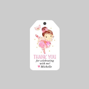 Ballerina Birthday Favor Tags,Ballerina Party Tags, Printed Ballerina Birthday Favor Tags,Kids Birthday Thank you Tags,Kids Birthday Tags