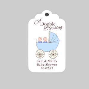 Twin Babies in Stroller Baby Shower Favor Tags, Twins Baby Shower favor tags,Twin Babies Favor tags image 4