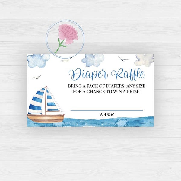 Nautical Diaper Raffle Sign & Tickets,Nautical Printable 8x10 Sign and 3.5x2 Tickets,Ahoy It's a Boy Baby Shower Diaper Raffle Tickets