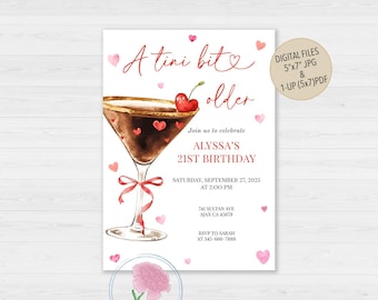 A Tini Bit Older Invite,Martini Birthday Invite,Customized Digital Valentine's Martini Birthday Invite,Women's Classy Cocktail Party Invite