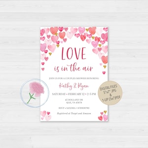 Valentine Bridal Shower Invite,Hearts Bridal Shower Invite,Customized Digital Valentine Bridal shower invitation,Love is in the air Invite