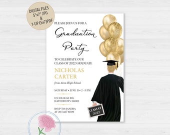 Graduation Party Invitation, Graduation Party Invitation BOY GRAD 1,University Grad Party Invite,High school Grad Party Invite