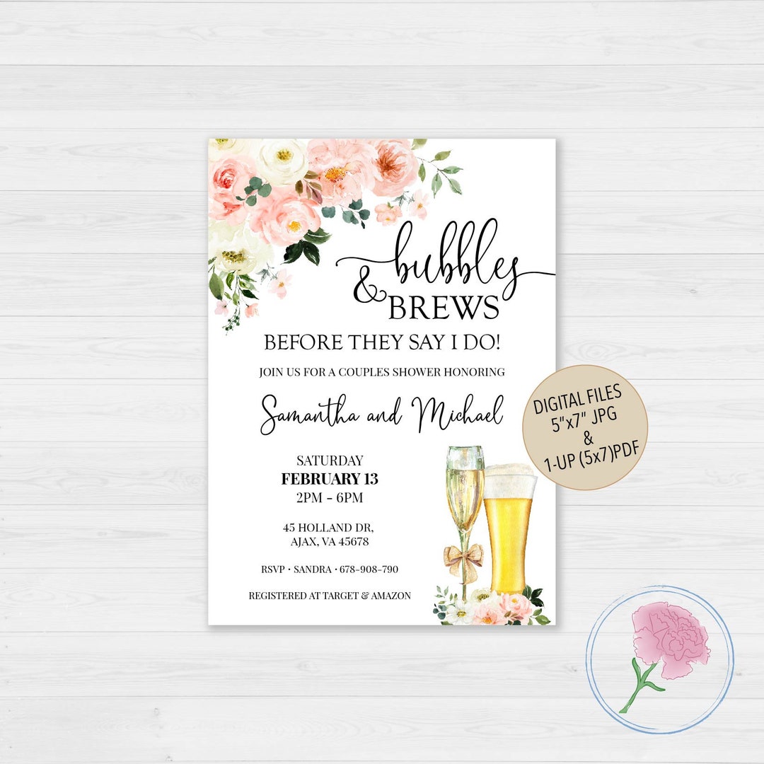 Bubbles and Brews Before They Say I Do Couples Shower Etsy