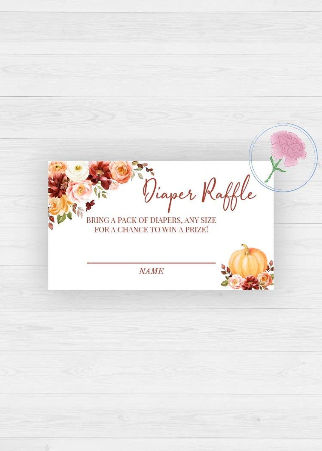 Fall Diaper Raffle Tickets Printable Fall Pumpkin Diaper Raffle Sign and Tickets,fall Floral Little Pumpkin ...