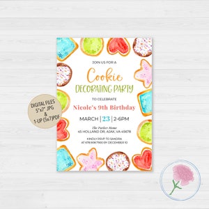 Birthday Cookie Decorating Invitation,Sugar Cookie Decorating Birthday Invite,Customized Digital Cookie Decorating Party Invitation