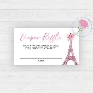 Paris Baby Girl Shower Windel Raffle Sign & Tickets, Pink Eiffelturm Printable 8x10Sign und 3,5x2 Raffle Tickets, Eiffelturm Windel Raffle