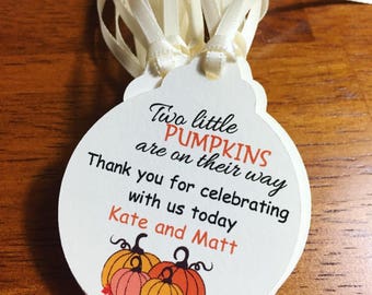 Fall Twin Baby Shower Favor Tags,Pumpkin Twin Baby Shower tags,Two little Pumpkins Favor Tags,Two little pumpkins are on the way!