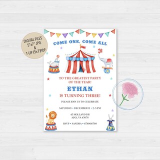 Inviti Compleanno Fai Da Te A Grattare Tema Circo - 10 Kit Creativo In Francese Con Buste E Adesivi
