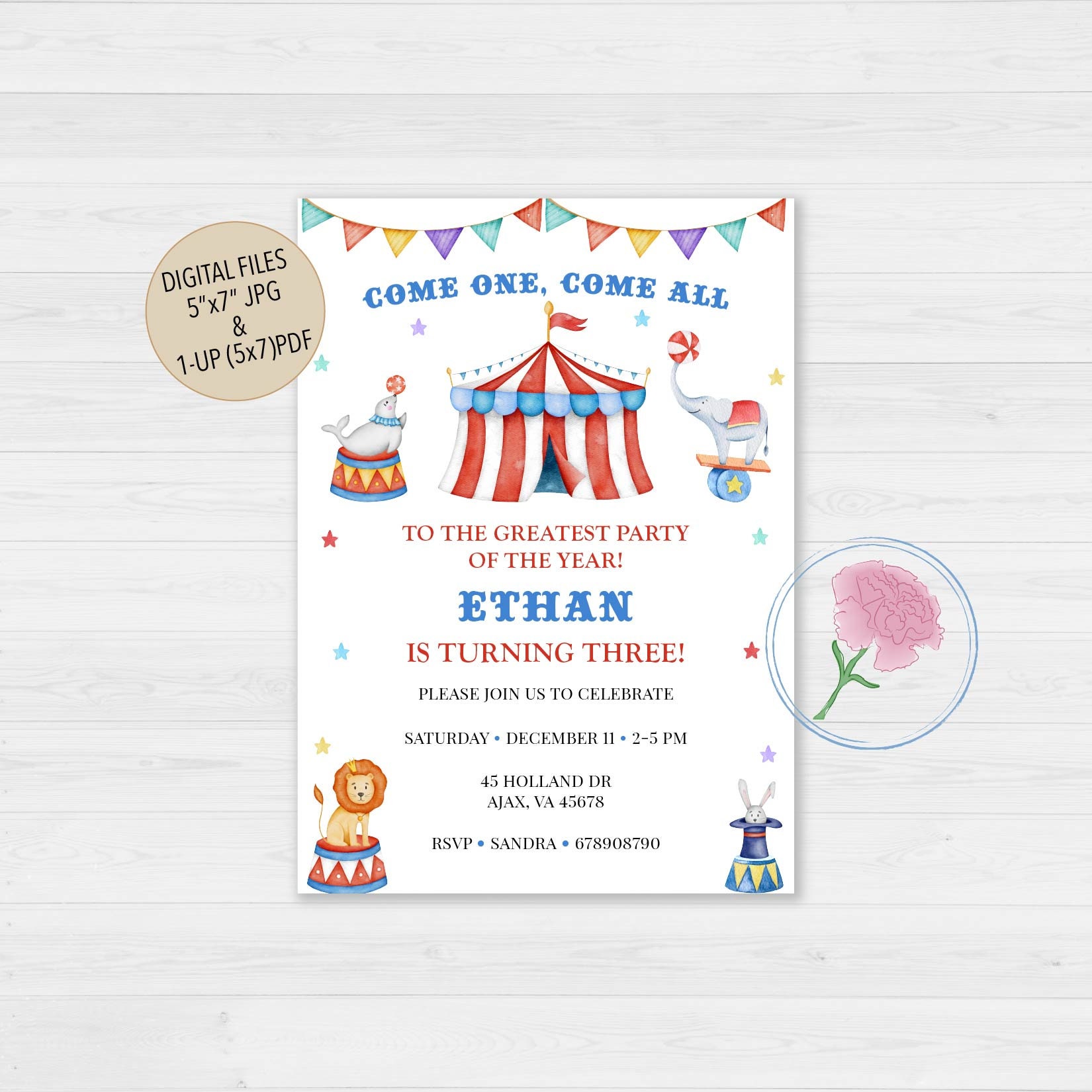 Inviti Compleanno Fai Da Te A Grattare Tema Circo - 10 Kit Creativo In Francese Con Buste E Adesivi