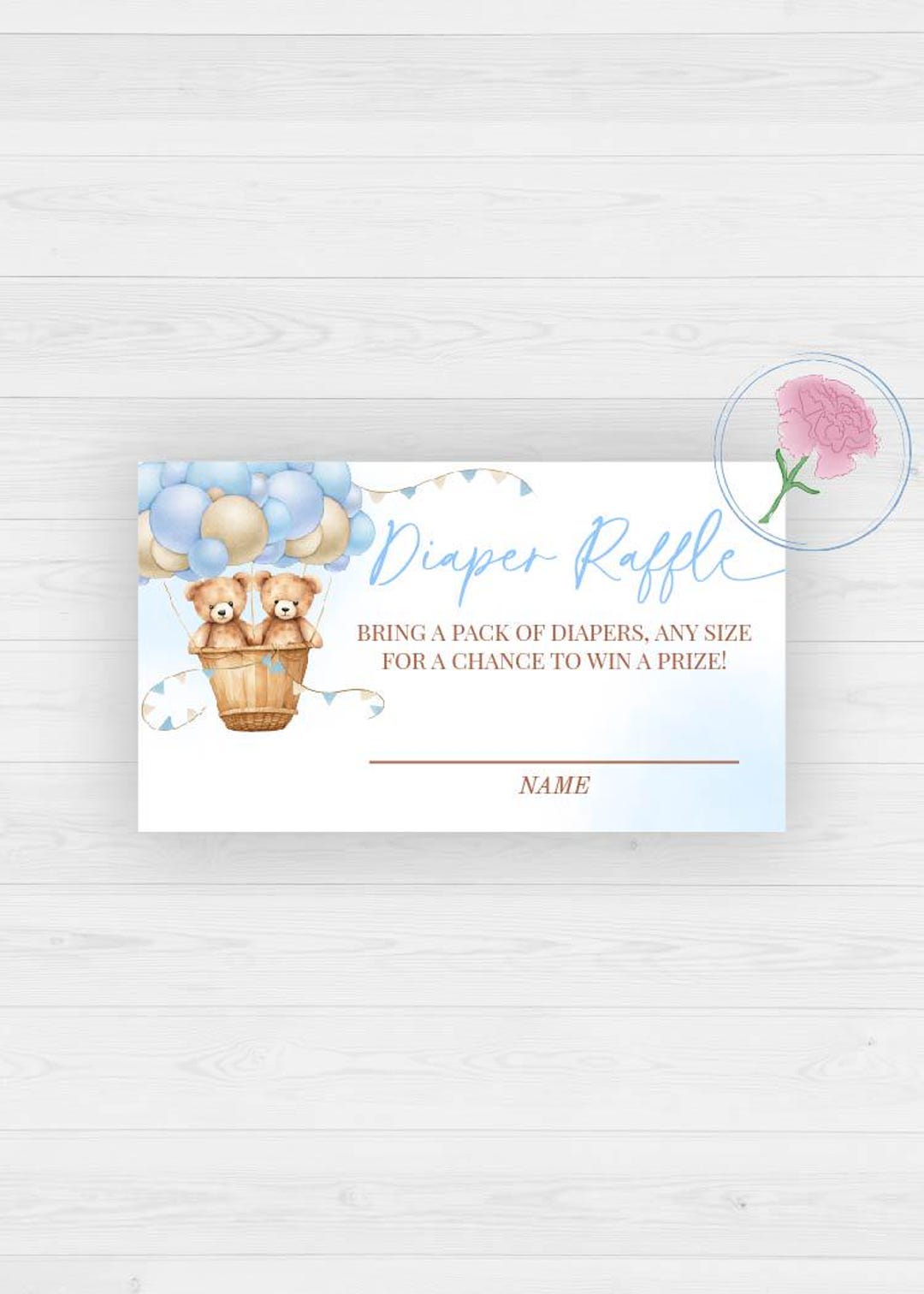 Twin Boys Teddy Bear Diaper Raffle Sign and Raffle Tickets,twin Boys Baby Shower Printable 8x10 ...