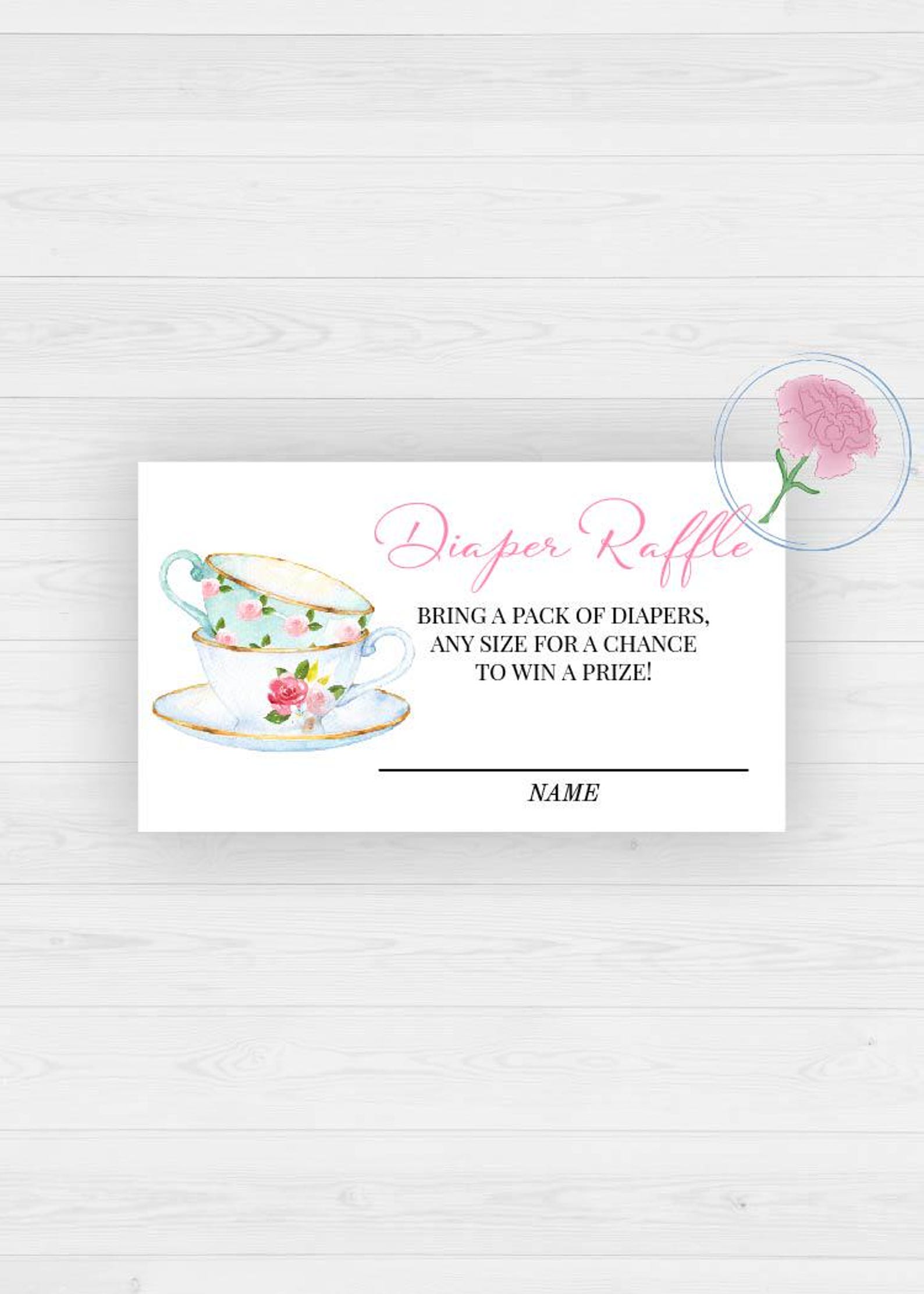 Tea Party Girl Diaper Raffle Sign & Tickets,tea Time Printable 8x10 ...