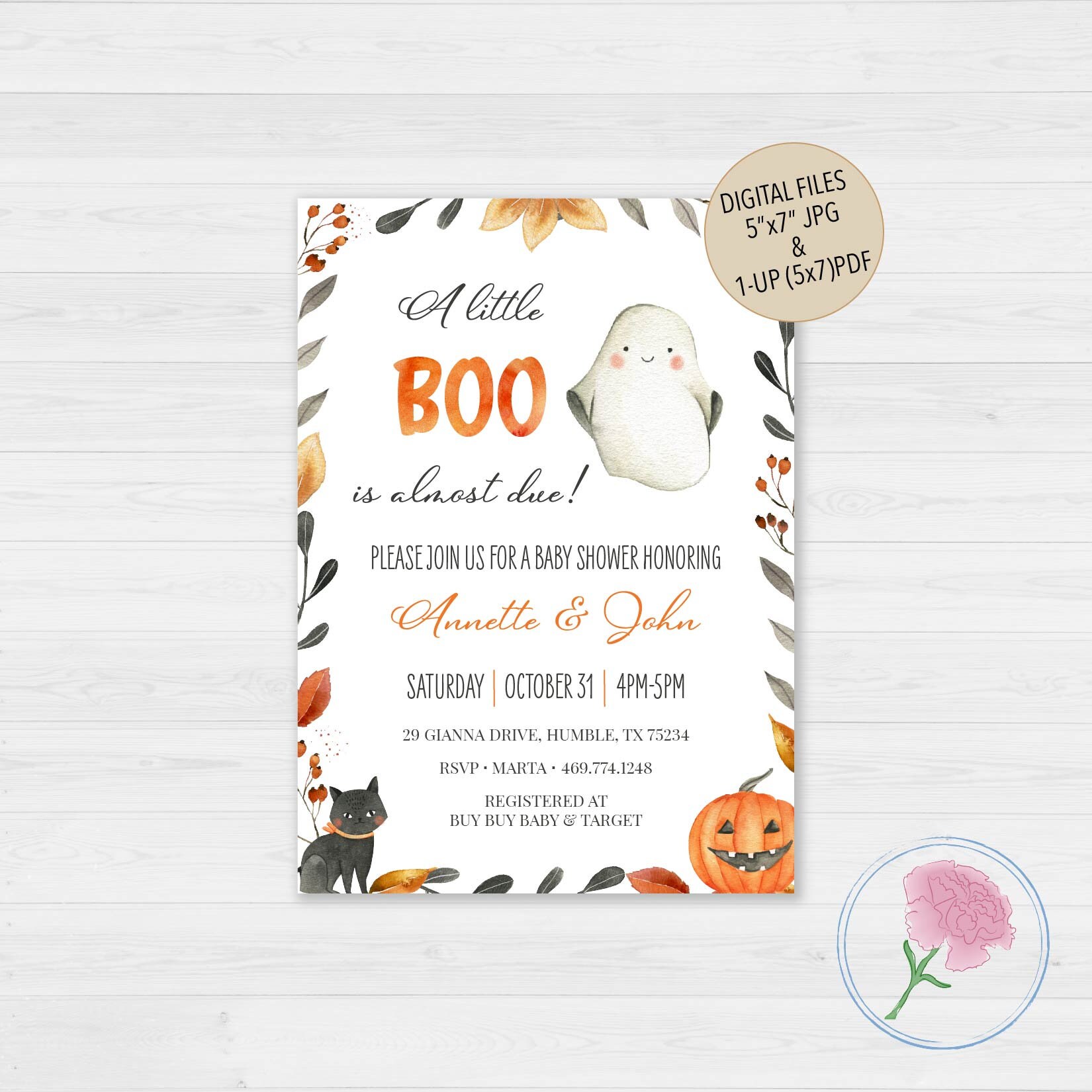 Little BOO Baby Shower InvitationHALLOWEEN Baby Shower InvitationA little BOO is almost due Gender neutral baby shower