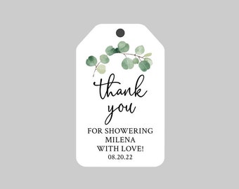 Greenery Favor Tags,Eucalyptus Baby Shower Tags,Eucalyptus Bridal Shower Tags,Botanical Thank You Tags,Greenery Thank You Tags,Drive by Tags