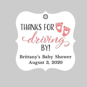 Thanks for driving by!,Baby Shower Thank you Tags,Baby Feet Tags,Baby Shower Tags,Drive by Baby shower tags,Drive by Party Tags