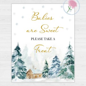 Cartel de los bebés del País de las Maravillas de Invierno, cartel imprimible de 8 x 10 con golosinas y obsequios de invierno, carteles imprimibles de 8 x 10 con golosinas de bosque nevado de invierno
