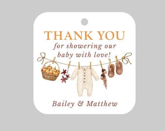 Little Pumpkin Baby Shower Favor Tags,Fall Baby Shower Thank you tags,Pumpkin Clothesline Baby Shower tags, Autumn Baby Shower printed tags