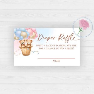 Twin Teddy Bears Boy and Girl Windel Raffle Zeichen und Raffle Tickets, Twin Boy und Girl Printable 8x10 Zeichen & Printable 3.5x2 Raffle Tickets