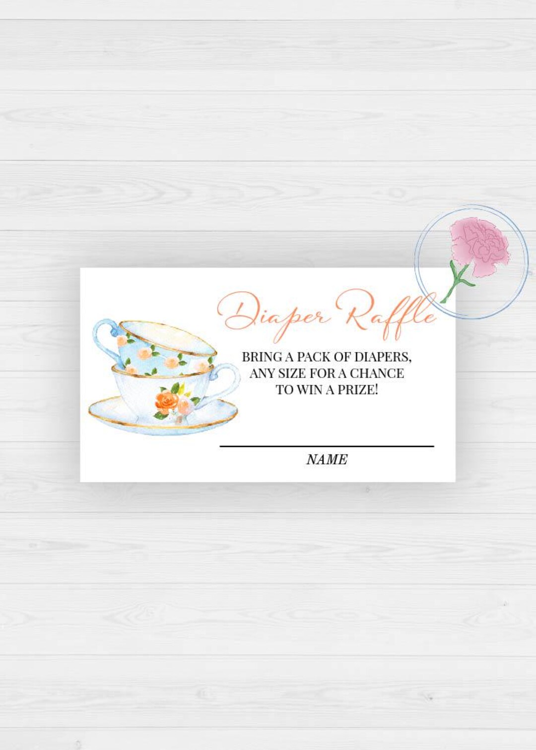Teacup Raffle Tea Party Boy Diaper Raffle Sign & Tickets,tea Time Printable 8x10 Sign ...
