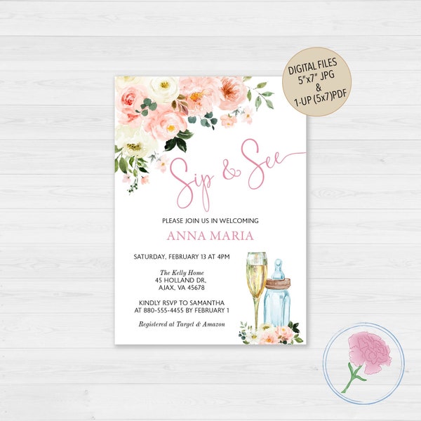 Sip and See Invite - Etsy