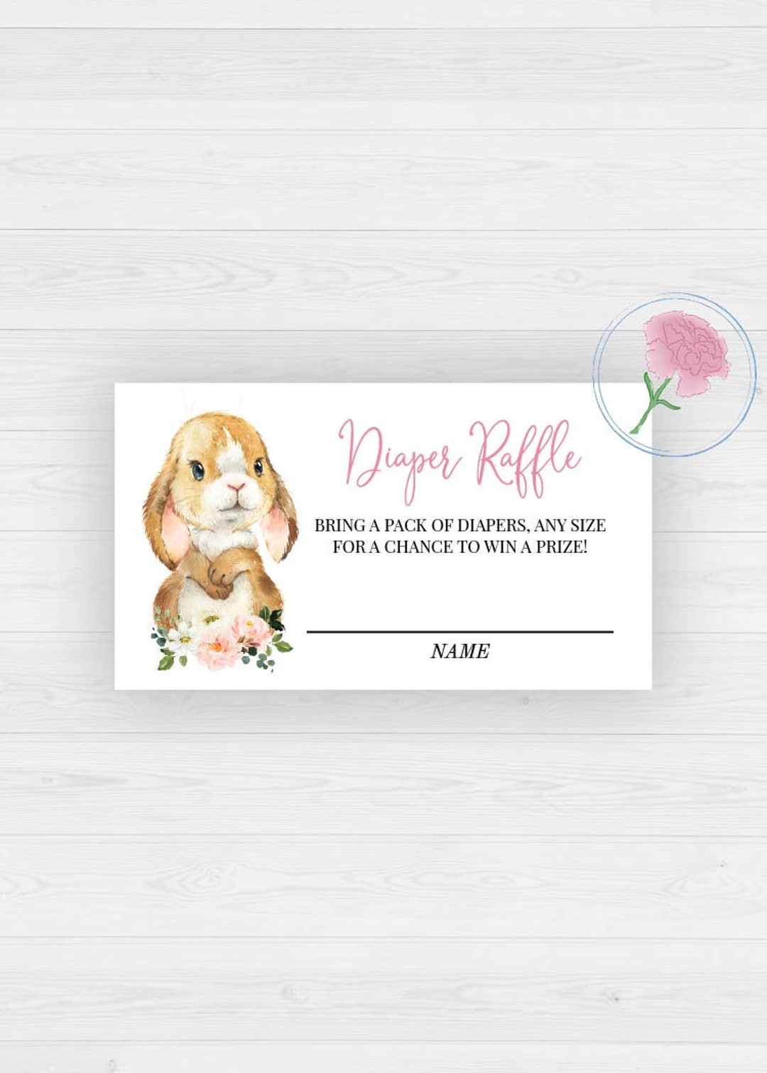 Peta Leaping Rabbit Raffle BUNNY Diaper Raffle Sign and Raffle Tickets,pink Floral Printable 8x10 ...