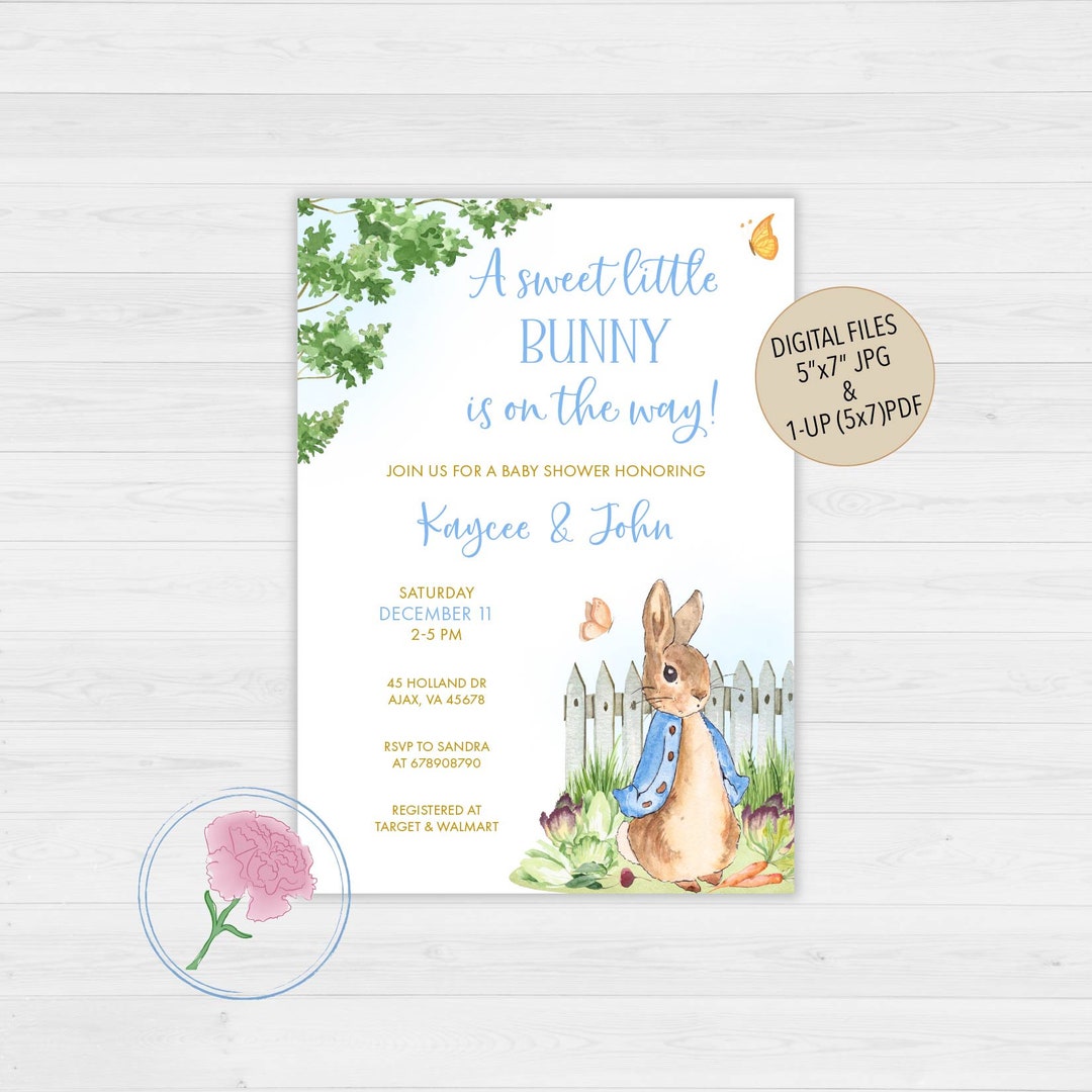 Peter Rabbit Baby Shower Invite,a Little Bunny is on the Way!,beatrix ...