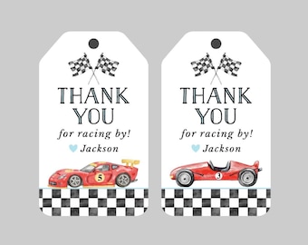 Racing Birthday Favor Tags,Racing Party Tags,Red Race Car Birthday Favor Tags,Racer Printed Favor Tags,Kids Racing Birthday Thank you Tags