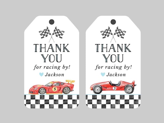 Racing Birthday Favor Tags,Racing Party Tags,Red Race Car Birthday Favor Tags,Racer Printed Favor Tags,Kids Racing Birthday Thank you Tags