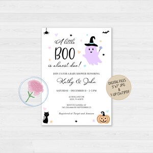 HALLOWEEN Baby Shower Invitation,A little BOO is almost due!, Pastel Halloween Baby Shower Invitation,Little BOO Baby Shower Invitation
