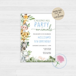 Safari Birthday Invitation,Safari Boy Birthday Invite,Customized Digital Safari Birthday Invite,Jungle Animals Boy Birthday Invite