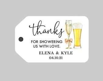 Champagne & Beer Thank you Tags,Bubbles and Brews Before They say I do Tags,Bubbles and Brews Couples shower Tags,Engagement Party Tags