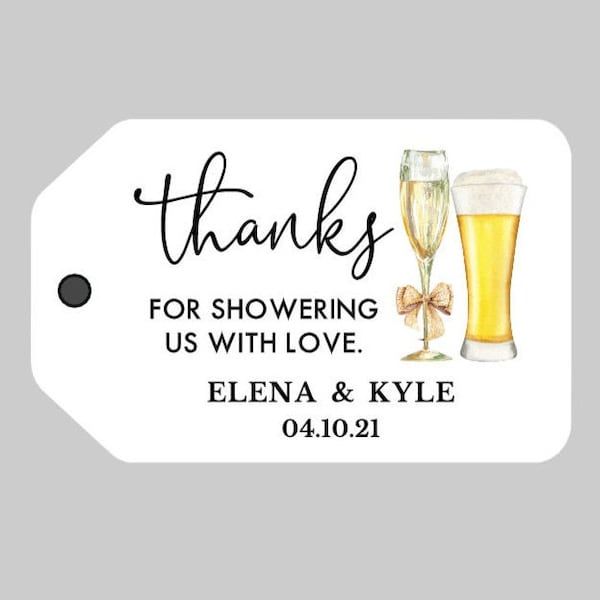 Champagne & Beer Thank you Tags,Bubbles and Brews Before They say I do Tags,Bubbles and Brews Couples shower Tags,Engagement Party Tags