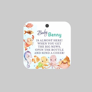 Baby Shower Wine Bottle Tags,Sea Animals Wine Tags,Under The Sea Theme Favor Tags,Ocean Theme Baby Shower Wine Favor Tags,Cheers Tags,Cheers