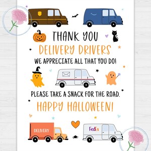 Happy Halloween Wydrukuj 8.5x11 Znak podziękowania dla kierowcy dostawy, Znak podziękowania dla kierowcy dostawy, USPS, UPS, Amazon, Fedex Znak podziękowania