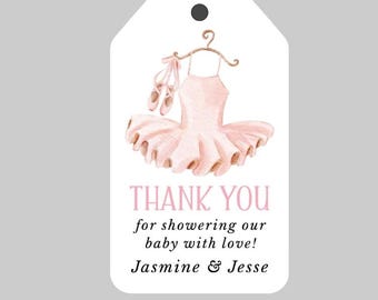 Tutu Baby Shower Favor Tags,Blush Punk Tutu & Ballet Shoes Printed Tags,Ballerina Printed Favor Tags,Pink Tutu Printed Baby Shower Tags