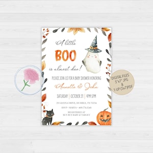 Little BOO Baby Shower Invitation,HALLOWEEN Baby Shower Invitation,A little BOO is almost due!, Gender neutral baby shower invitation