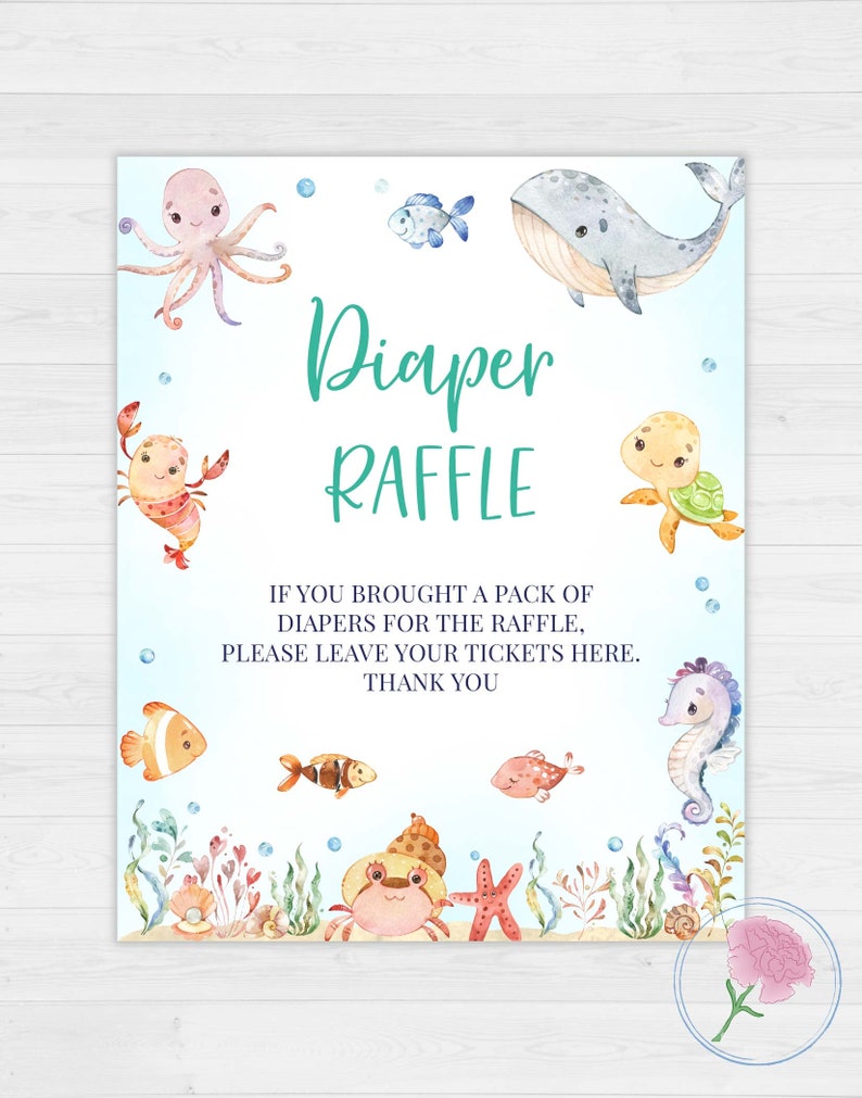 Fish Theme Raffle Box Under the Sea Diaper Raffle Sign & Tickets,nautical Printable 8x10 Sign ...