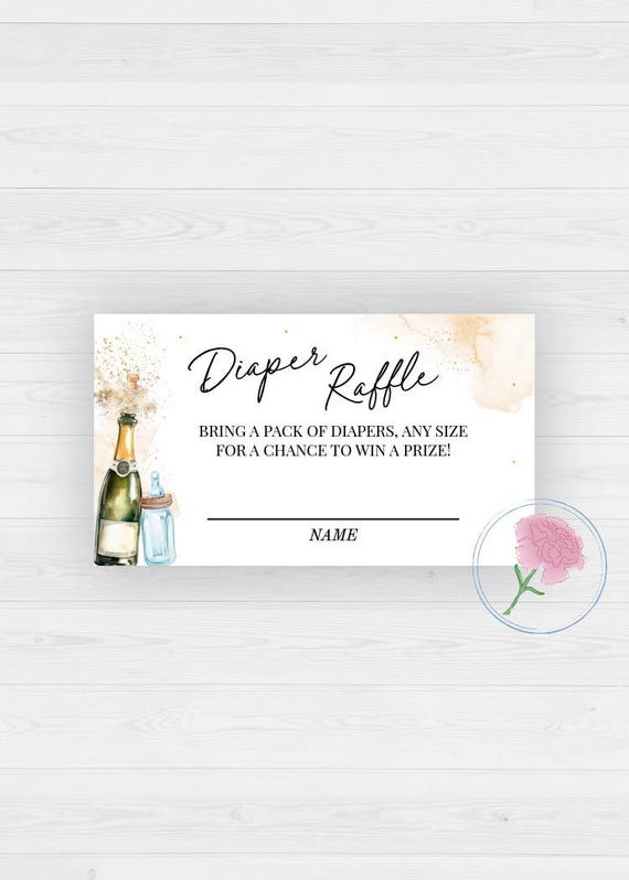 Wine Diaper Raffle Prizes Paper Clever Party Purple Baby Shower