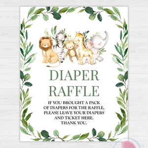 Safari Diaper Raffle Sign and Tickets,safari Theme Printable 8x10 Sign ...