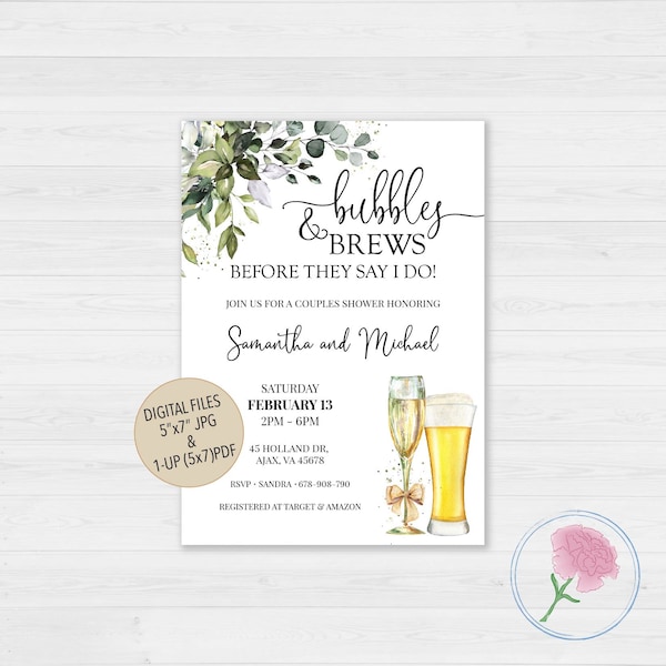 Bubbles and Brews Before the I Dos Template Etsy Canada