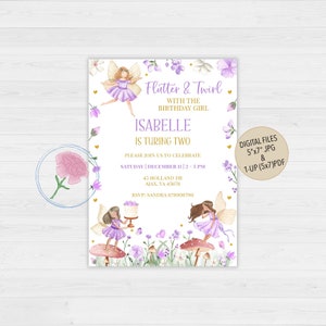Purple Fairy Birthday Invitation,Enchanted Fairy Birthday Invite,Customized Digital Magical Fairy Birthday Invite,Purple Floral Fairy Invite