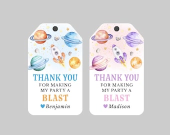 OUTER SPACE Party Birthday Favor Tags,SPACE Planets Tags,Thank you for making my party a blast! Rocket Party Tags,Space Printed Favor Tags