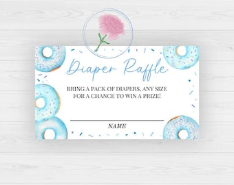 Blue Donuts Baby Shower Diaper Raffle Sign and Raffle Tickets,Blue Donuts Baby Sprinkle Printable 8x10 Sign & Printable 3.5x2 Raffle Tickets