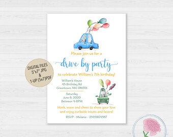 Drive by BOY Birthday Invitation,Quarantine Birthday Party Invitation,Drive by Birthday Parade,Customized Digital Drive By Party Invitation