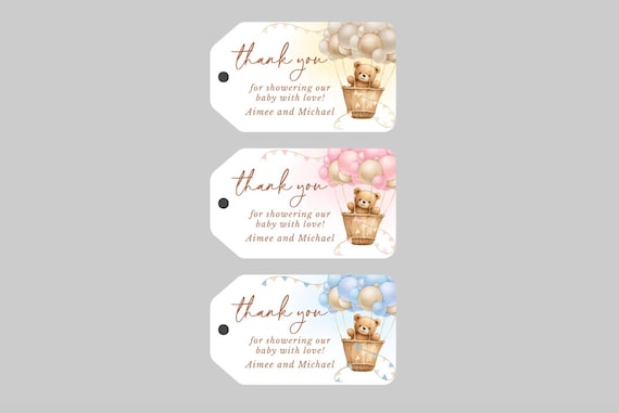 Teddy Bear Printed Baby Shower Favor Tags,Teddy Bear Thank you Tags,Bear Baby Shower Tags,Boy or Girl or Gender Neutral Baby Shower Tags