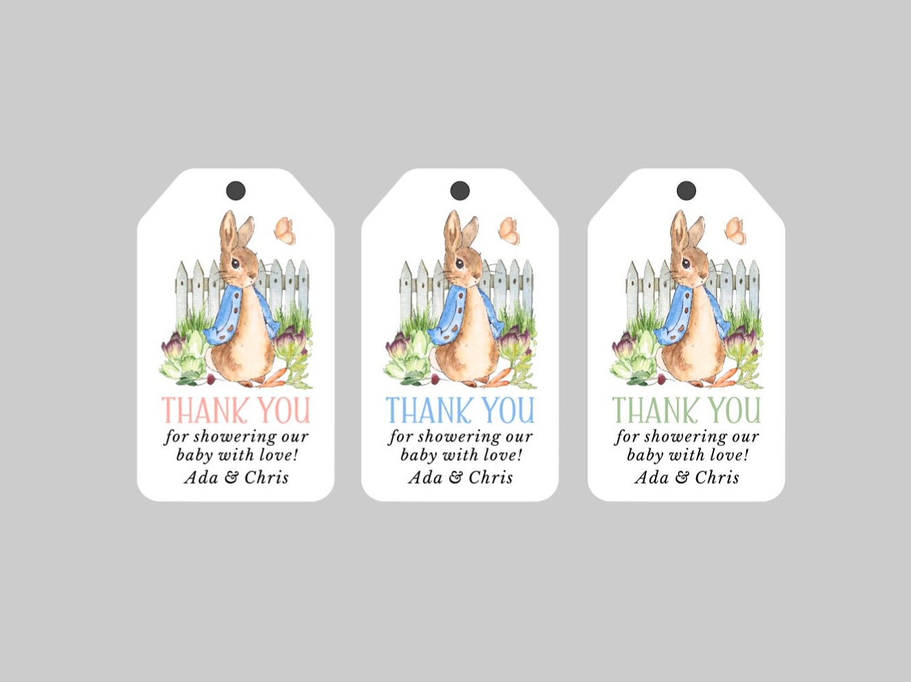 Peter Rabbit Baby Shower Favor Tags,Peter Rabbit Thank you Tags,Bunny Baby Shower Tags,Boy or Girl or Gender Neutral Baby Shower Tags