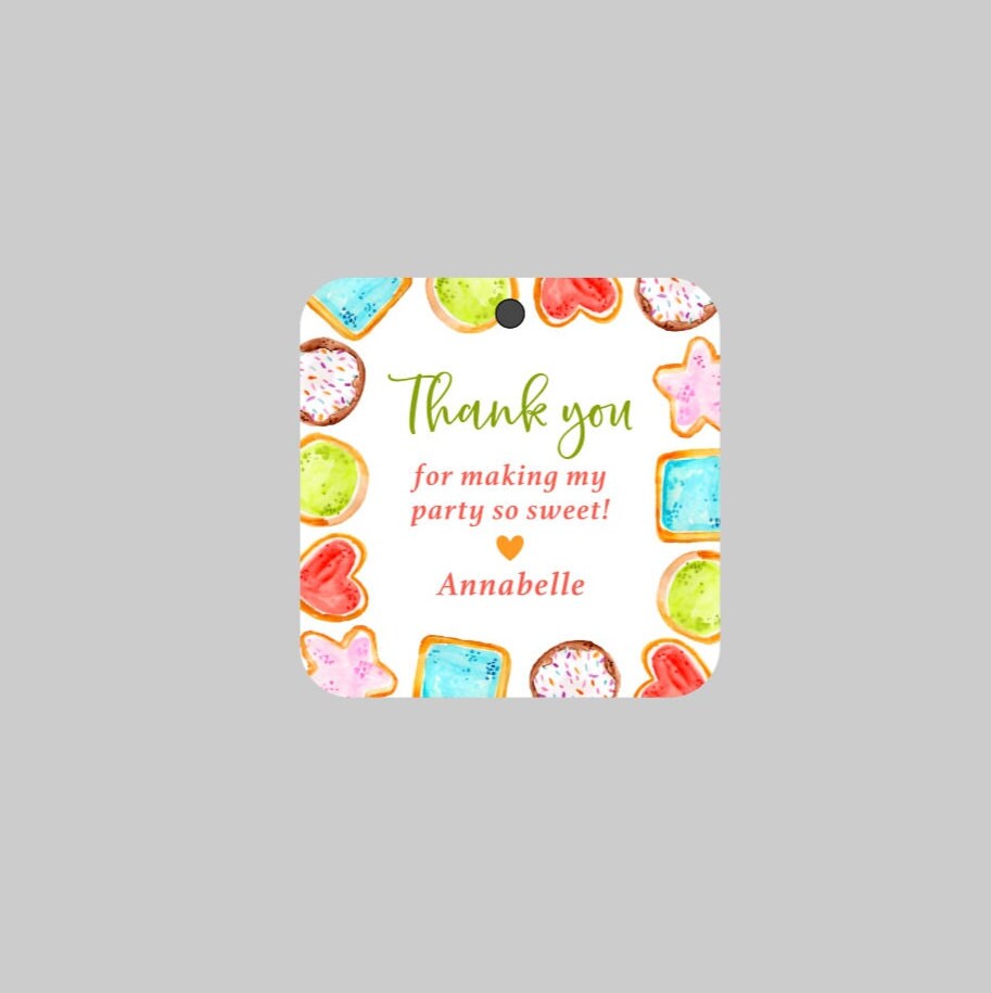 Cookies Birthday Favor Tags,Cookie Decorating Party Tags,Kids Birthday Baking Party Tags,Printed Baking and Cookie Decorating Party Tags