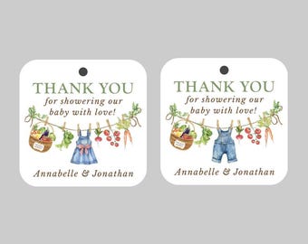 Locally Grown Baby Shower Tags,Farmers Market Baby Shower tags,Veggies & Farmer Baby Clothesline Printed Tags,Little Sprout Baby Shower Tags