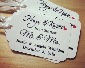 Hugs and Kisses from the new Mr. & Mrs. Favor Tags,Wedding Favor Tags,Custom Favor Tags